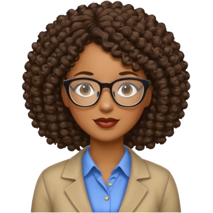 Black female teacher with curly hair emoji