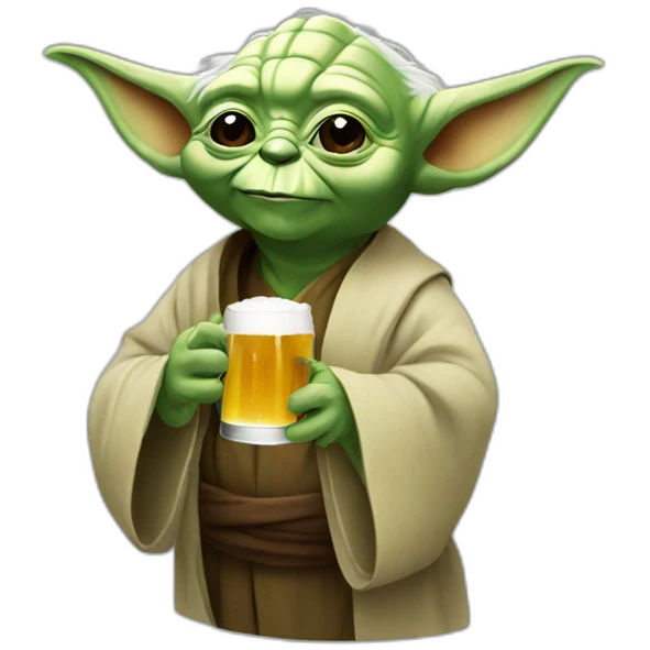 Yoda drinking beer emoji