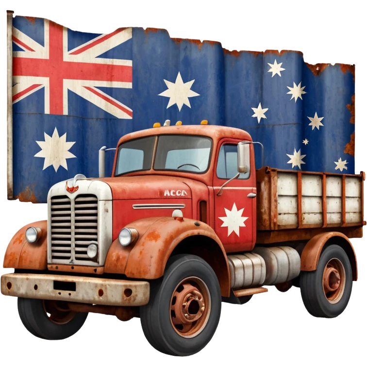 Old Mack truck with Australian flag decal on door emoji
