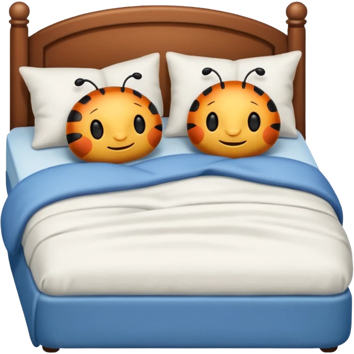 Two bugs sleeping in bed together emoji