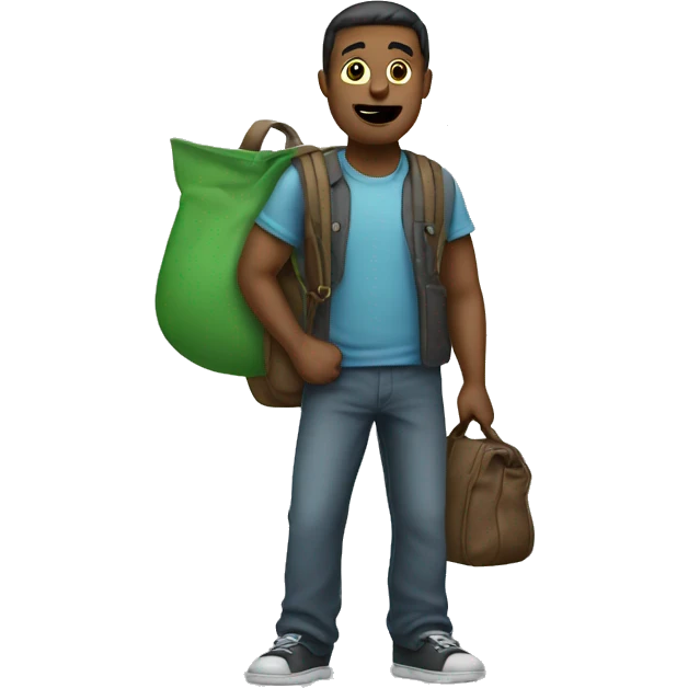 man standing with a bag carried on one shoulder  emoji
