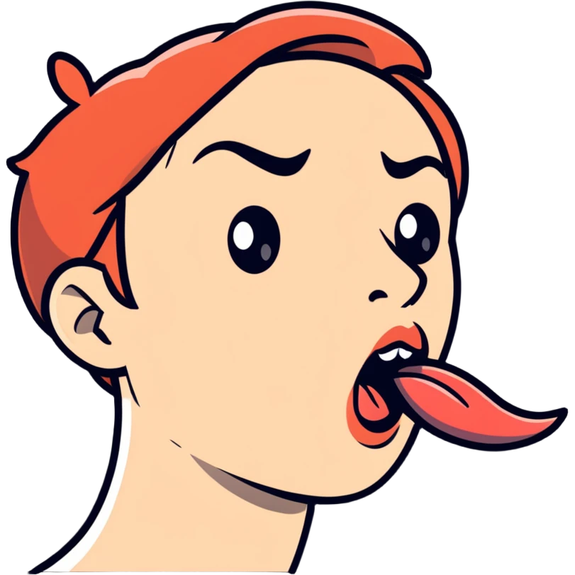 Person demonstrating mewing technique, side profile with visible jawline, tongue positioned on roof of mouth emoji