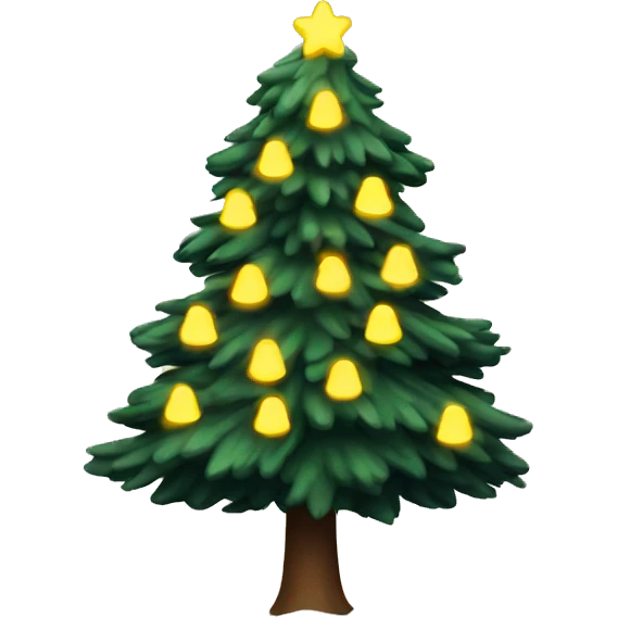 pine tree with snow and yellow lights emoji