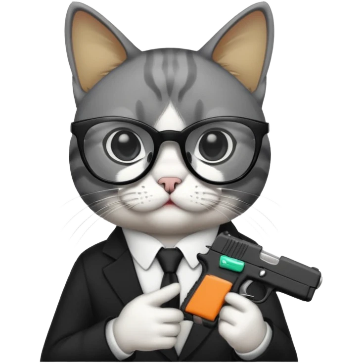 Cat with black glasses, and wearing south side style holding a Glock  emoji