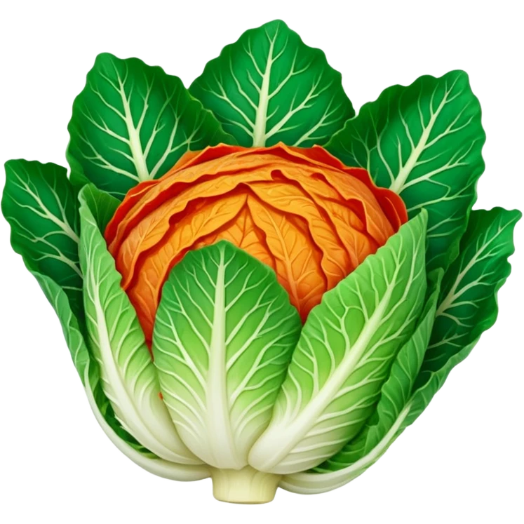 napa cabbage leaves with kimchi red seasoning, no green, no face emoji