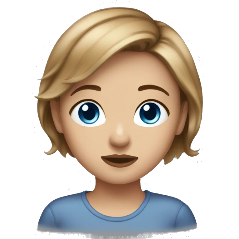 short girl with blue eyes short light brown hair septum emoji