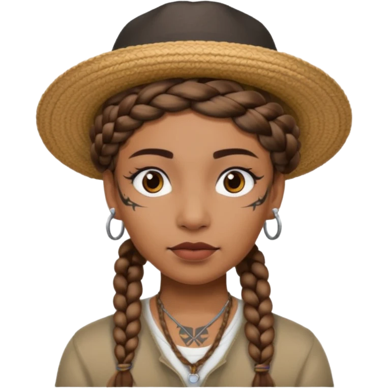 braided and tattoedbraided with lots lots lots of face tattooes and a hat emoji