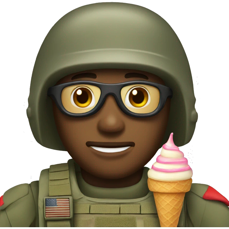 army man with an ice cream emoji