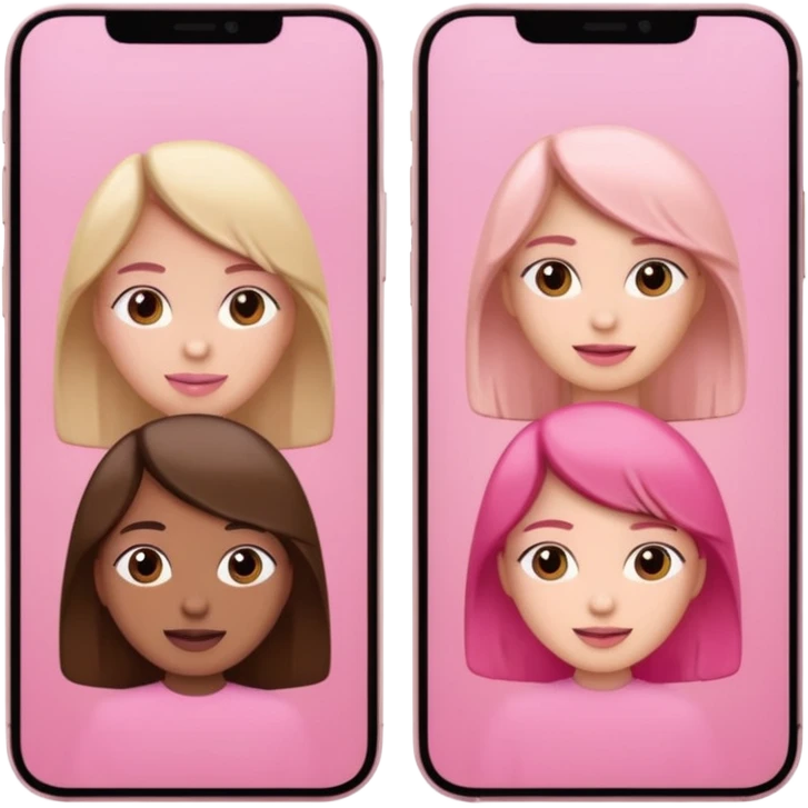 pink video call between 2 people on different phone emoji