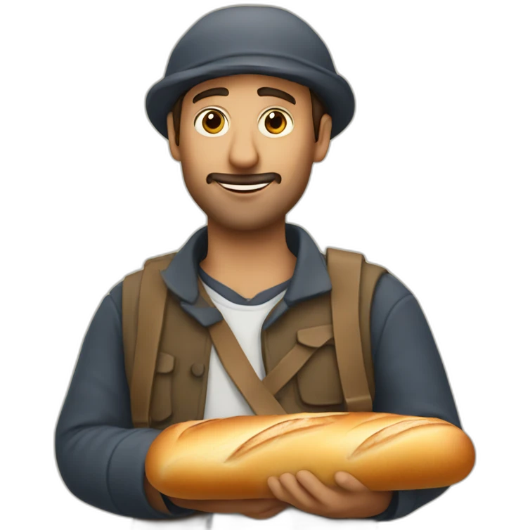 French man with baguette emoji