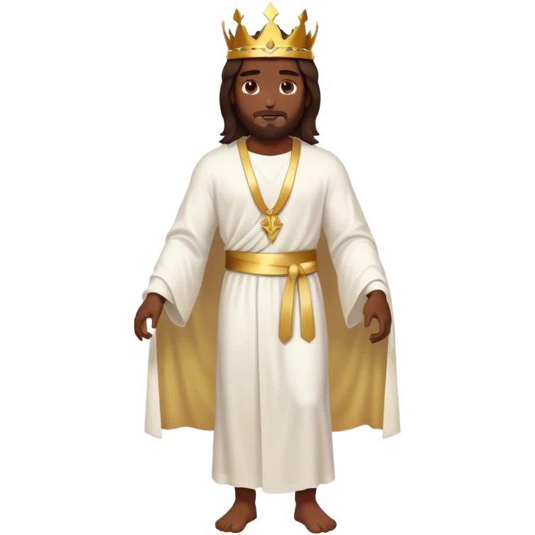 Dark skin christ Jesus with a gold crown walking emoji
