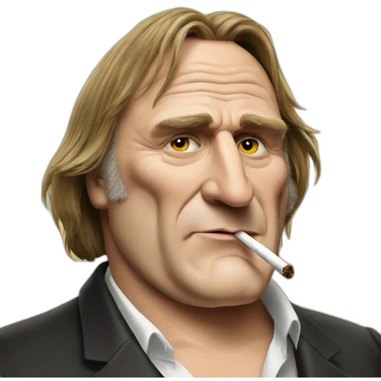 Gérard Depardieu smoking a cigarette emoji