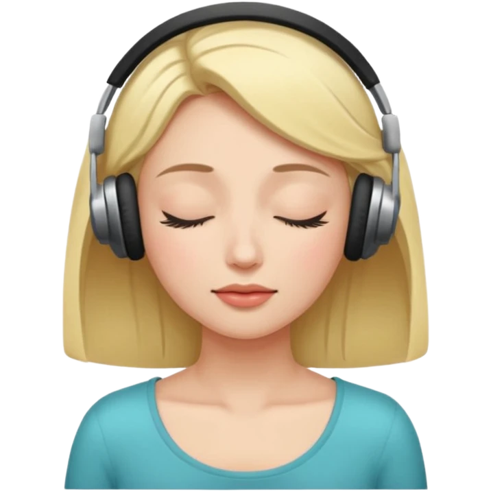 Una mujer escucha música con los ojos cerrados  emoji