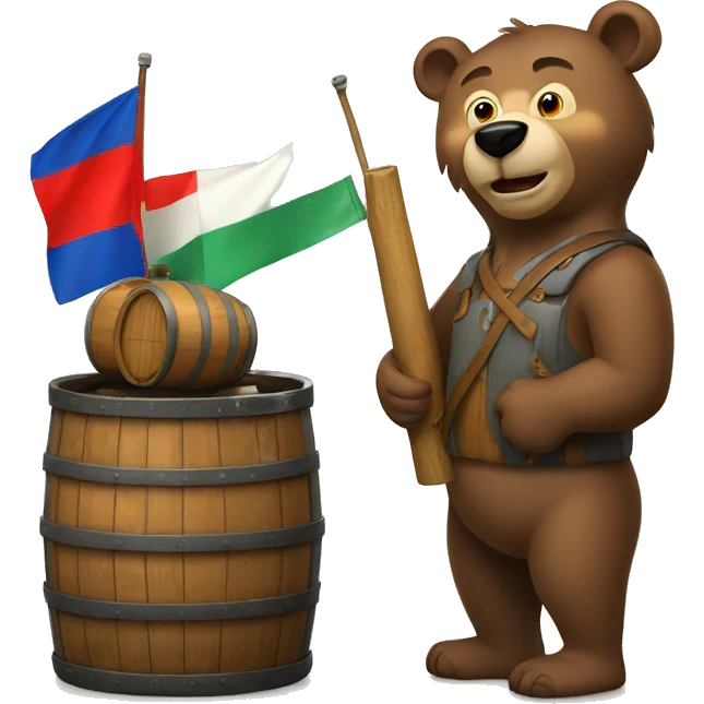 Russian bear holding a barrel of oilrussian bear emoji