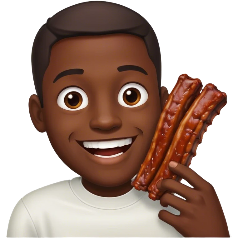 Black man eating ribs happy  emoji