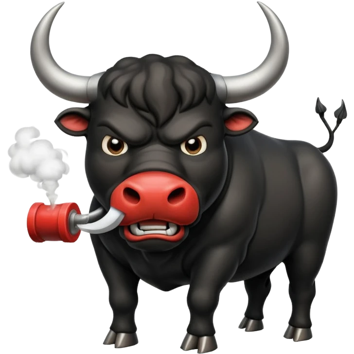 angry black bull preparing to charge with steam from nostrils emoji