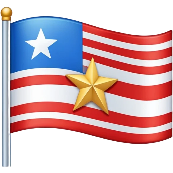 Flag with horizontal blue stripe, then horizontal white stripe, then horizontal red stripe. Red star in the middle outlined in gold  emoji