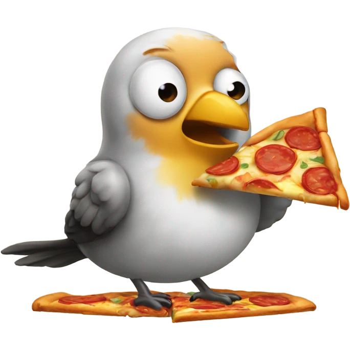 Bird eating pizza emoji