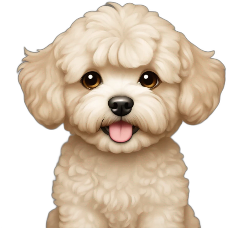 very light beige short haired maltipoo with light brown ear emoji