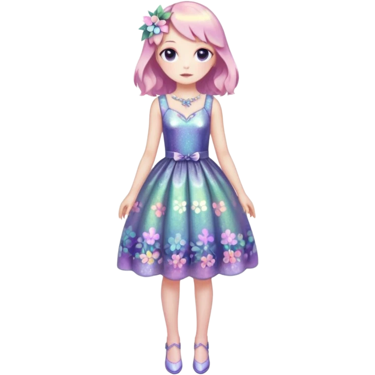 Multicolored sparkly pastel dark iridescent light pale gloomy spooky cute adorable pretty cool elegant realistic floral exotic Falvie-Fionbri, full body emoji