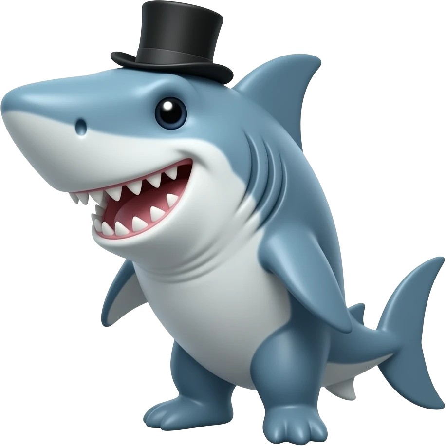 Shark with a top hat emoji