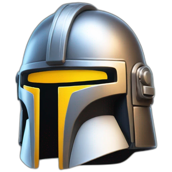Bounty hunter helmet in the style of a notification bell emoji