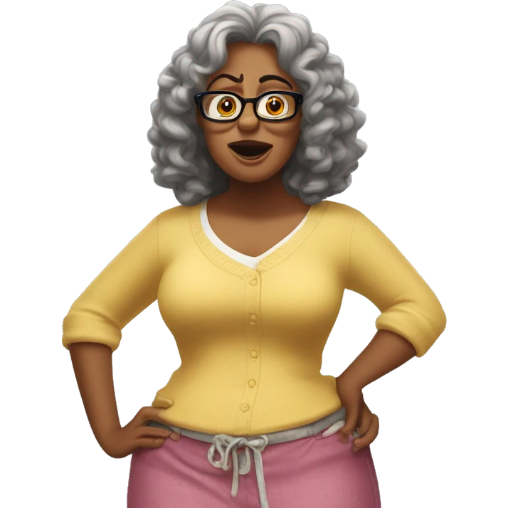 rasputia from the movie norbit standing with her hands on her hips in a sassy way emoji