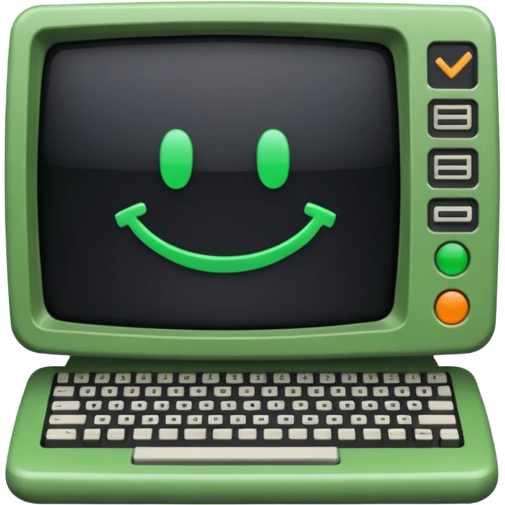 mac os icon code computer retro terminal, black and green emoji
