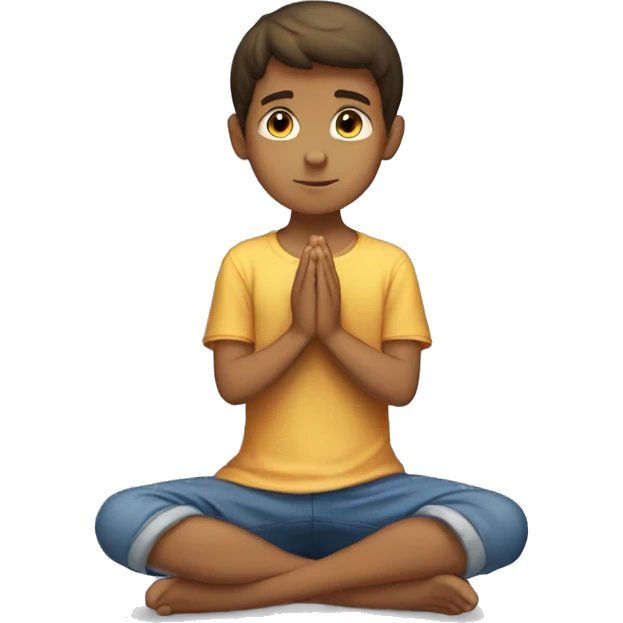 tanned brunette boy kneeling praying  emoji