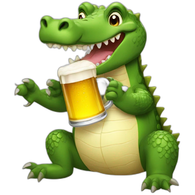 crocodile with beer emoji