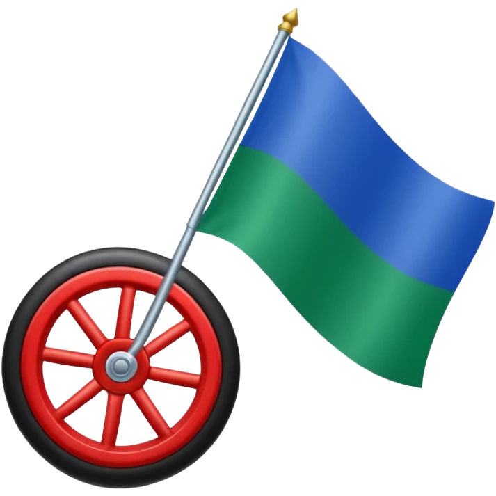Emoji drapeau moitié à la verticale bleu en haut vert en bas avec une roue rouge au millieu  roue en plein millieu du drapeau bleu à la. Moitié de en heut et vert à la moitié de en bas emoji