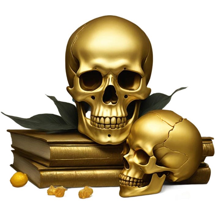 golden scull vanitas still life emoji