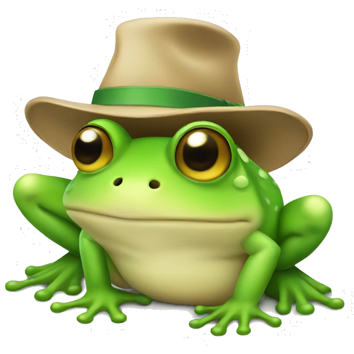 Cute green frog in a hat emoji