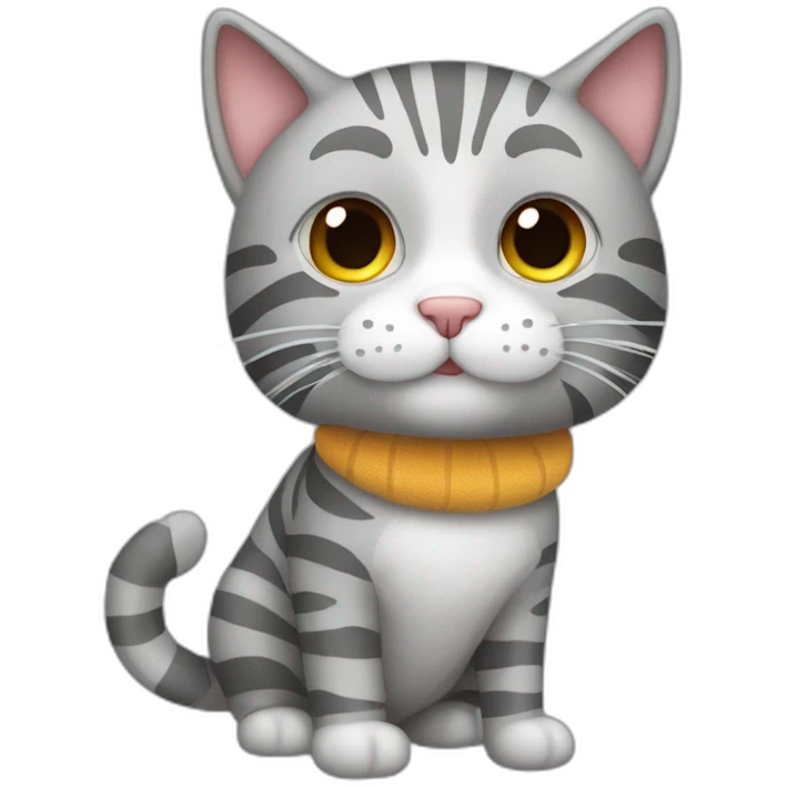 Grey stripped cat with a doudou emoji