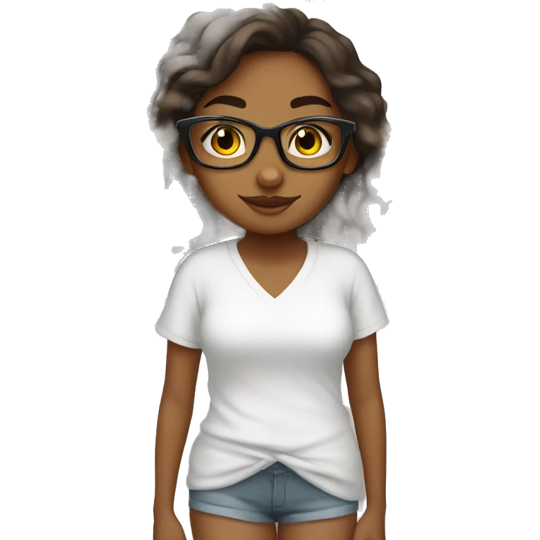 brown girl whit glasses after shower emoji