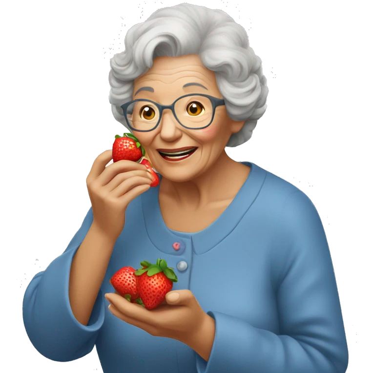 grandma giving a strawberry emoji