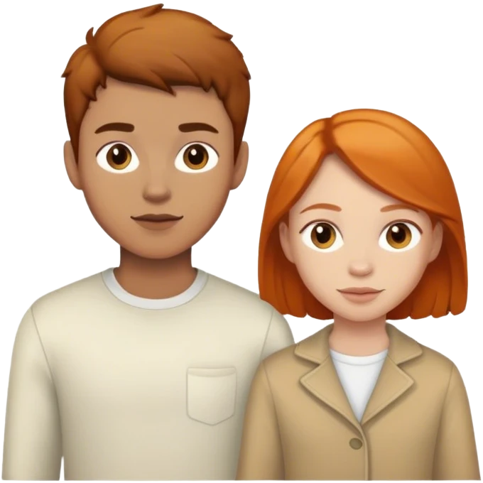 Brunette boy with light skin and ginger girl with light Brown skin emoji