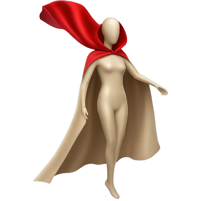 faceless beige mannequin flying red cape emoji
