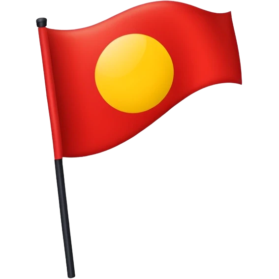 Red on bottom black on top, rectangle flag with medium yellow circle in centre emoji