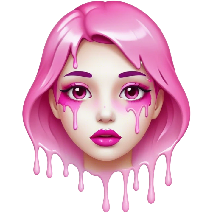 Only pink ombre glossy lips with white paint dripping off emoji