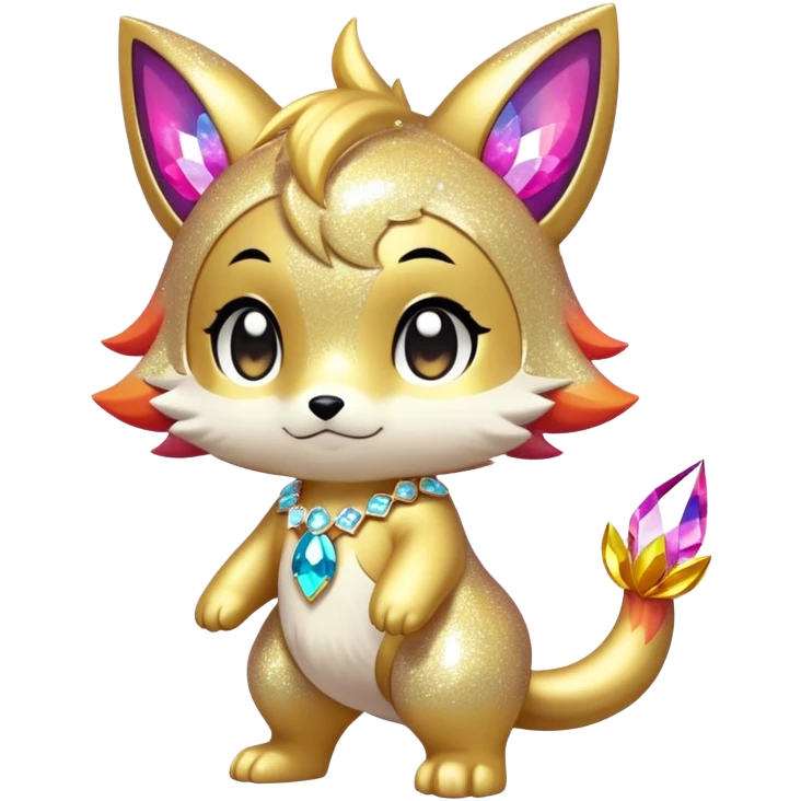 Cute Kawaii Chibi Anthro Sona Pretty Shiny Colorful Sparkly Fakemon Full Body emoji