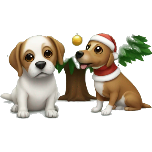 Cirstmas tree with dog emoji
