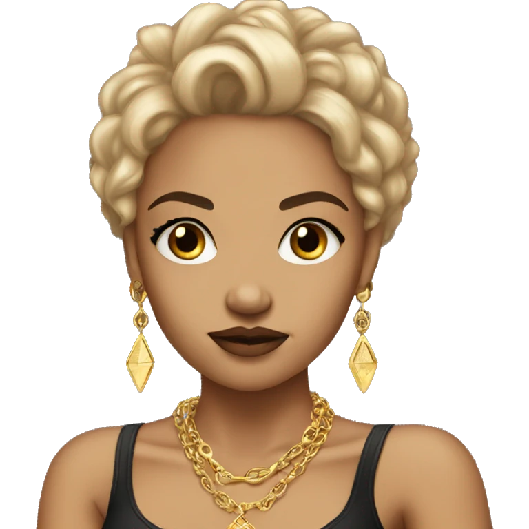 Light skinned baddie girl with gold jewellery  emoji