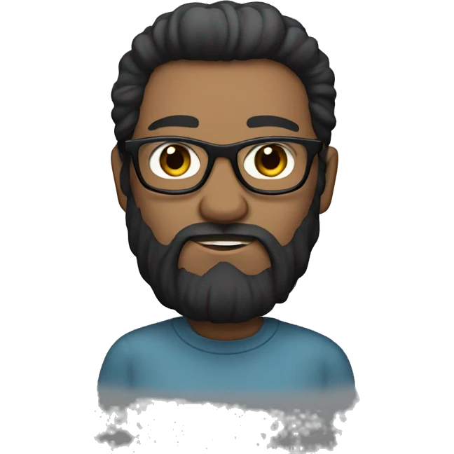 I created an emoji of a dark-haired person with straight hair, wearing glasses and a big beard, with a cloud of thoughts emoji