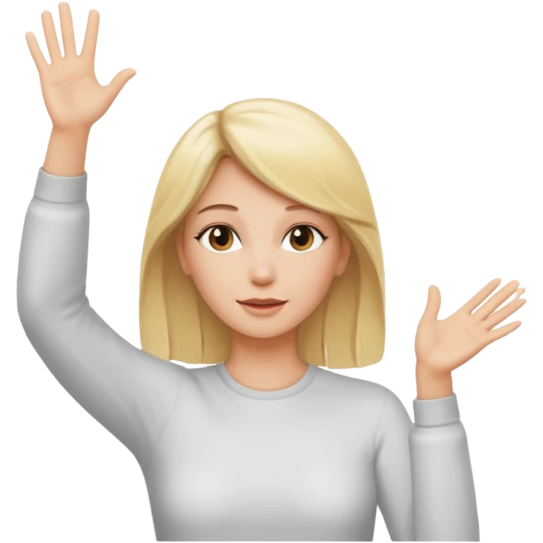 blonde woman with hands up in an innocent gesture   emoji