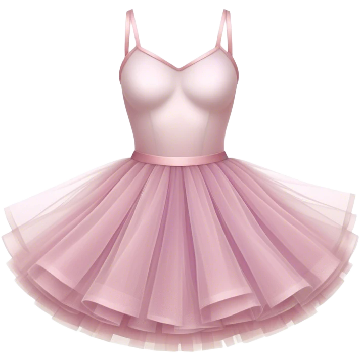 Cinematic Realistic Tutu, layers of fine, soft tulle forming a voluminous and airy skirt, delicate folds catching the light, slightly frayed edges adding authenticity, glowing softly with a warm and ethereal elegance. emoji