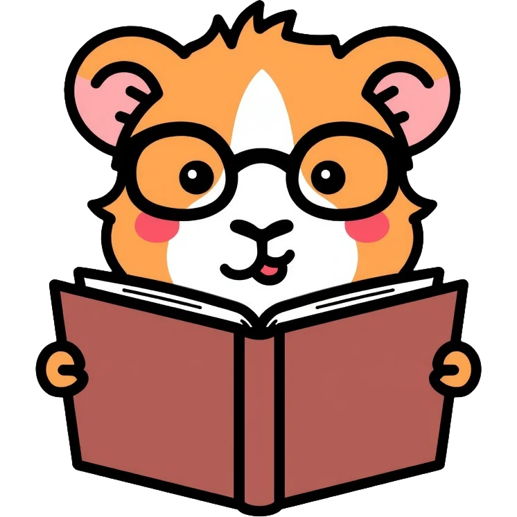 studious guinea pig with glasses reading a book emoji