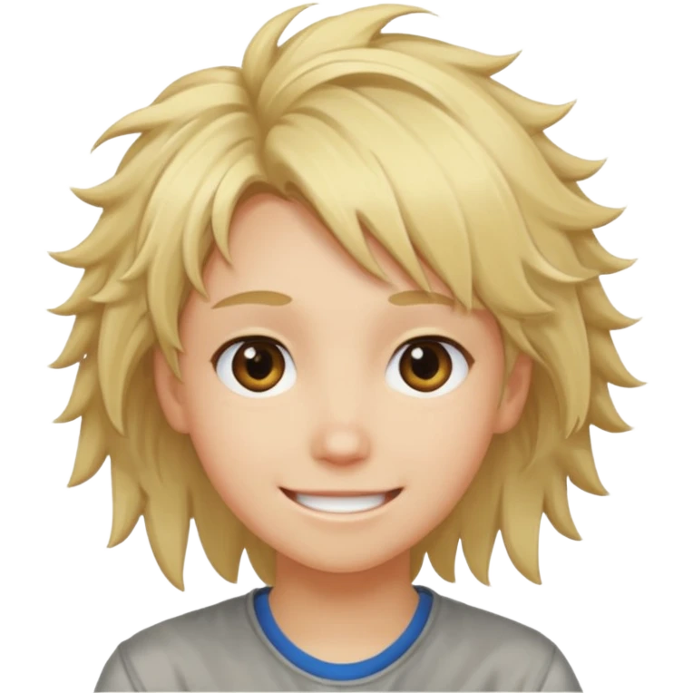 Cartoon anime blond mwssy hair from tokyo eyes emoji