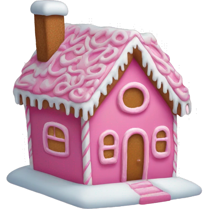 A pink gingerbread house emoji