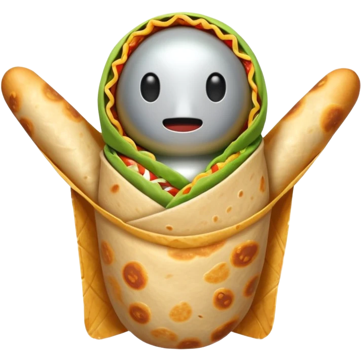 A burrito with arms and legs and no face emoji
